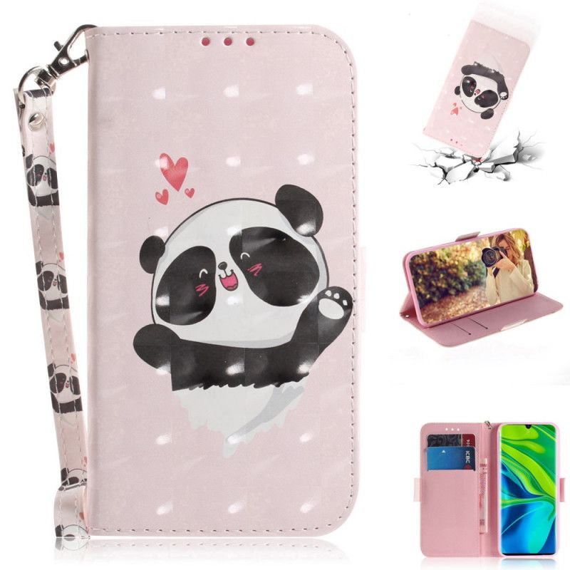 Leren Hoesje voor Xiaomi Mi 10 / 10 Pro Panda Love Met String