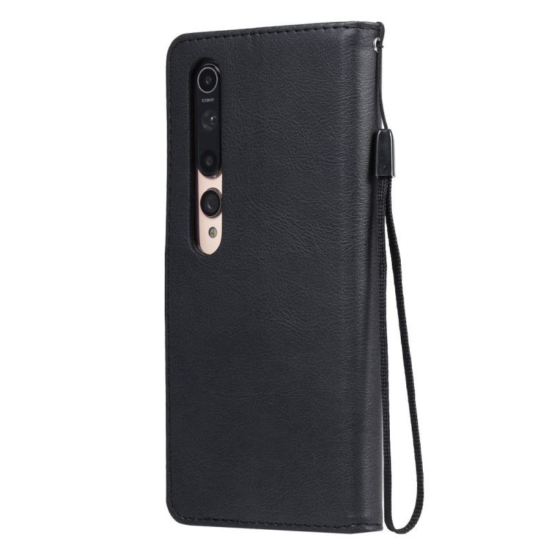 Leren Hoesje Xiaomi Mi 10 / 10 Pro Roségoud Zwart Telefoonhoesje Stijl Leren Riem