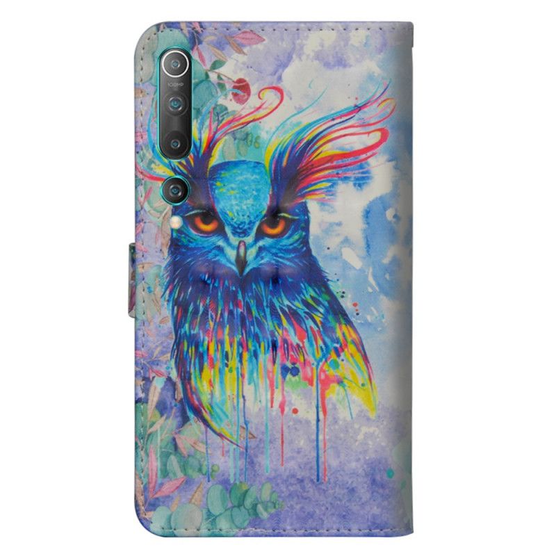 Leren Hoesje Xiaomi Mi 10 / 10 Pro Telefoonhoesje Aquarel Vogel