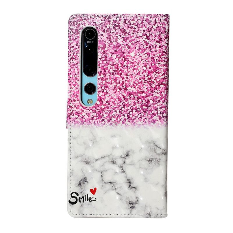 Leren Hoesje Xiaomi Mi 10 / 10 Pro Telefoonhoesje Lichtvlek Smile Glitter