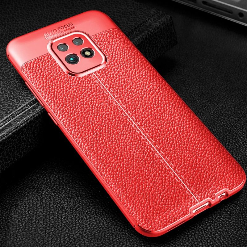 Hoesje Xiaomi Redmi 10X / 10X Pro Rood Zwart Dubbellijns Lychee Leereffect