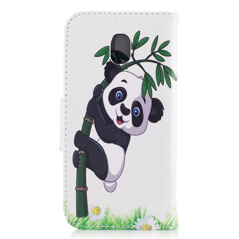 Leren Hoesje Samsung Galaxy J3 2017 Panda Op Bamboe