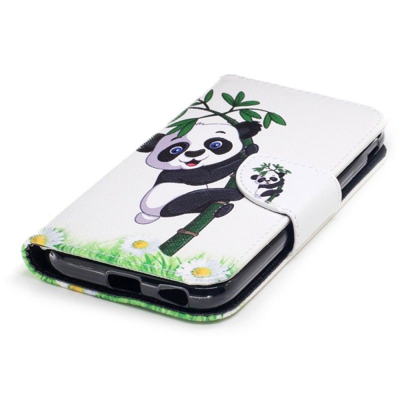 Leren Hoesje Samsung Galaxy J3 2017 Panda Op Bamboe