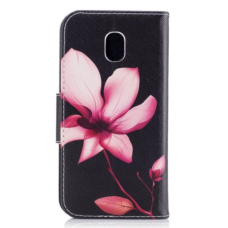 Leren Hoesje voor Samsung Galaxy J3 2017 Roze Bloem