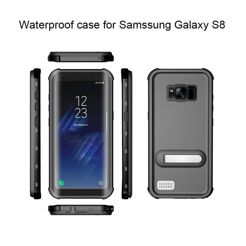 Case Hoesje Samsung Galaxy S8 Plus Wit Zwart Telefoonhoesje Waterdicht Met Rode Peper Steun