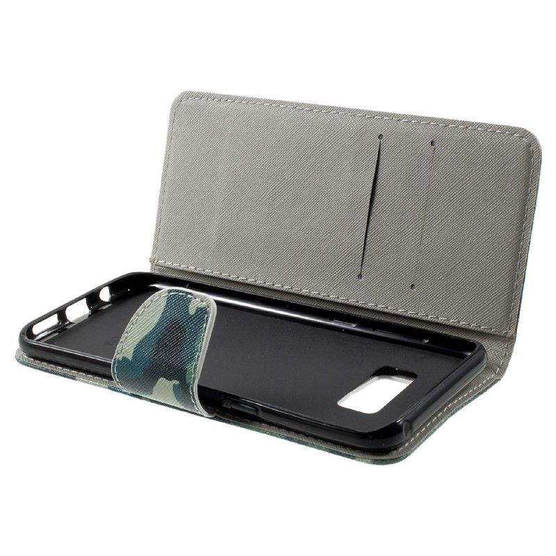 Flip Case Leren Samsung Galaxy S8 Plus Militaire Camouflage