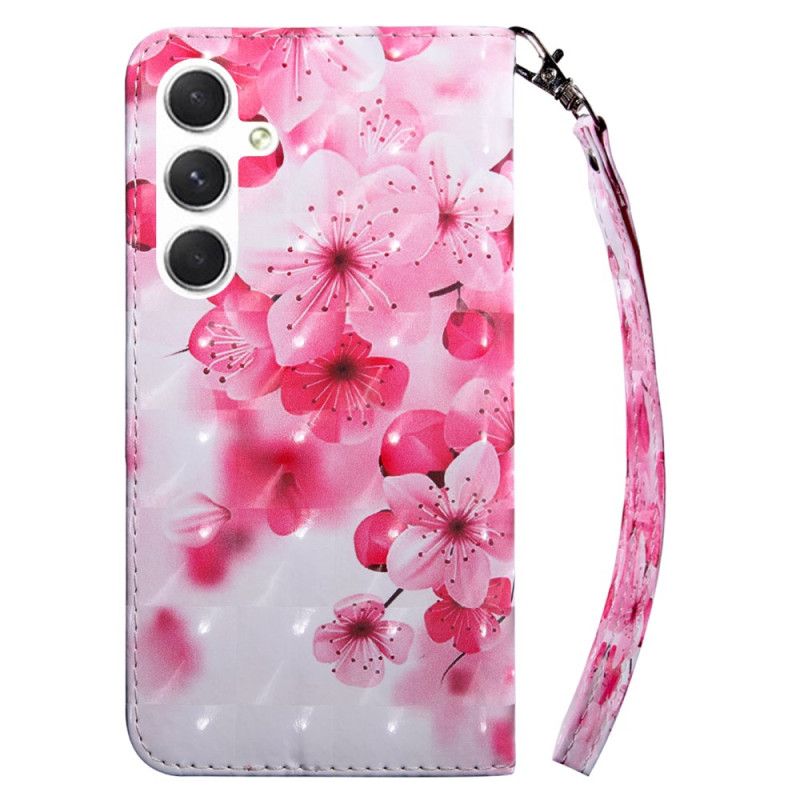 Bescherming Hoesje Samsung Galaxy S24 5g Rode Bloemen Met Riem