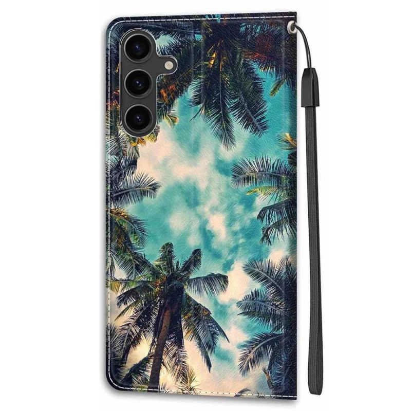 Flip Case Leren Samsung Galaxy S24 5g Kokospatroon Met Riempje