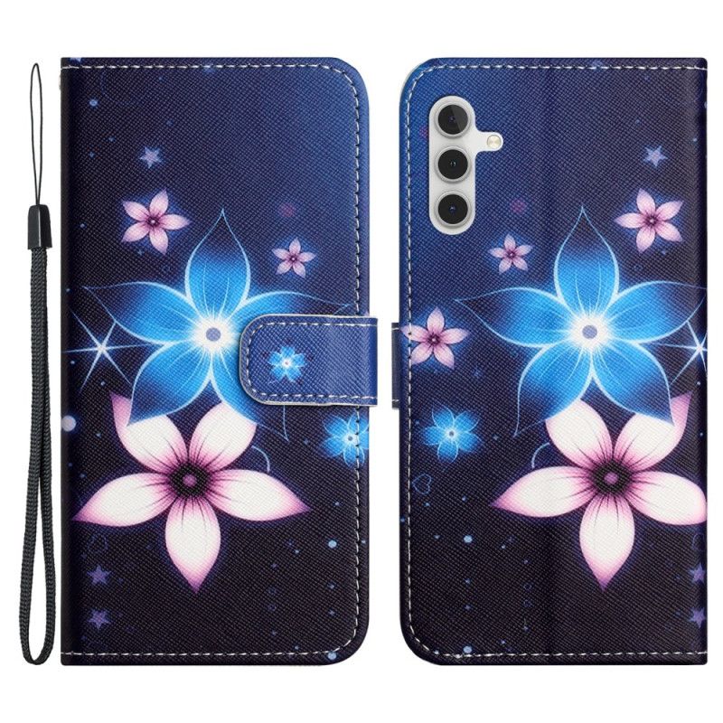 Folio-hoesje Samsung Galaxy S24 5g Maanbloemen Met Riempje