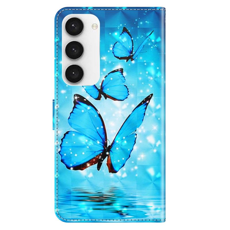 Folio-hoesje Samsung Galaxy S24 5g Telefoonhoesje Blauwe Vlinders Met Riem