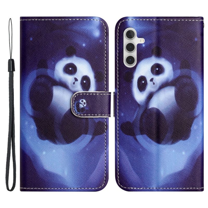 Folio-hoesje Samsung Galaxy S24 5g Telefoonhoesje Panda Space Met Riem