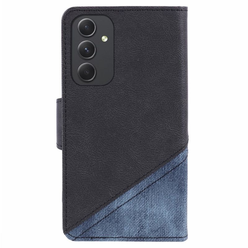 Folio-hoesje Samsung Galaxy S24 5g Tweekleurige Jeansstijl