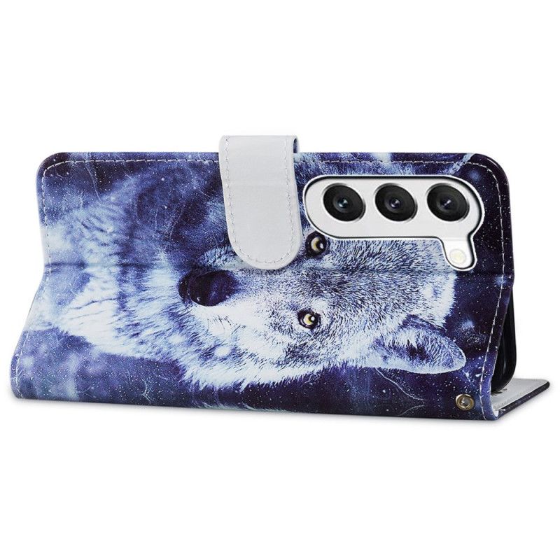 Folio-hoesje Samsung Galaxy S24 5g Witte Wolf Met Riem