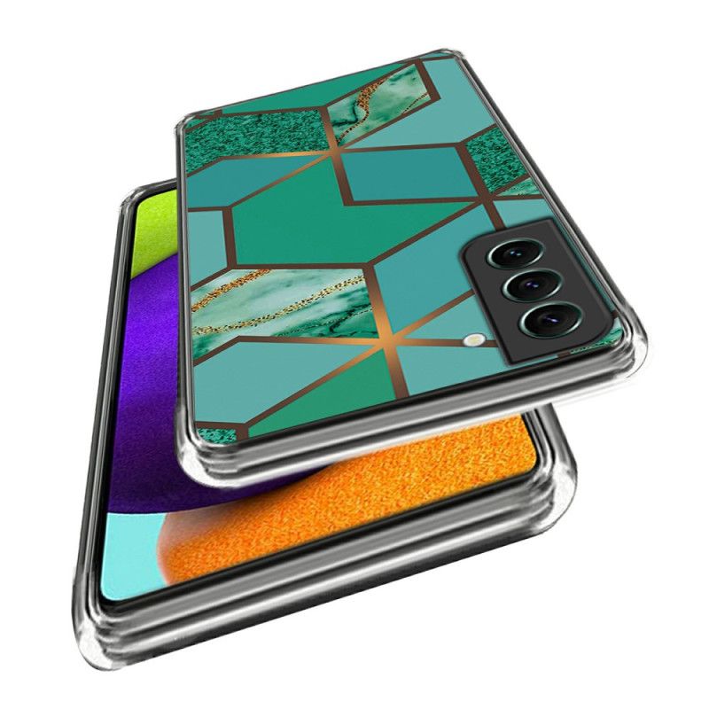 Hoesje Voor Samsung Galaxy S24 5g Abstract Marmerpatroon Groene Geometrie