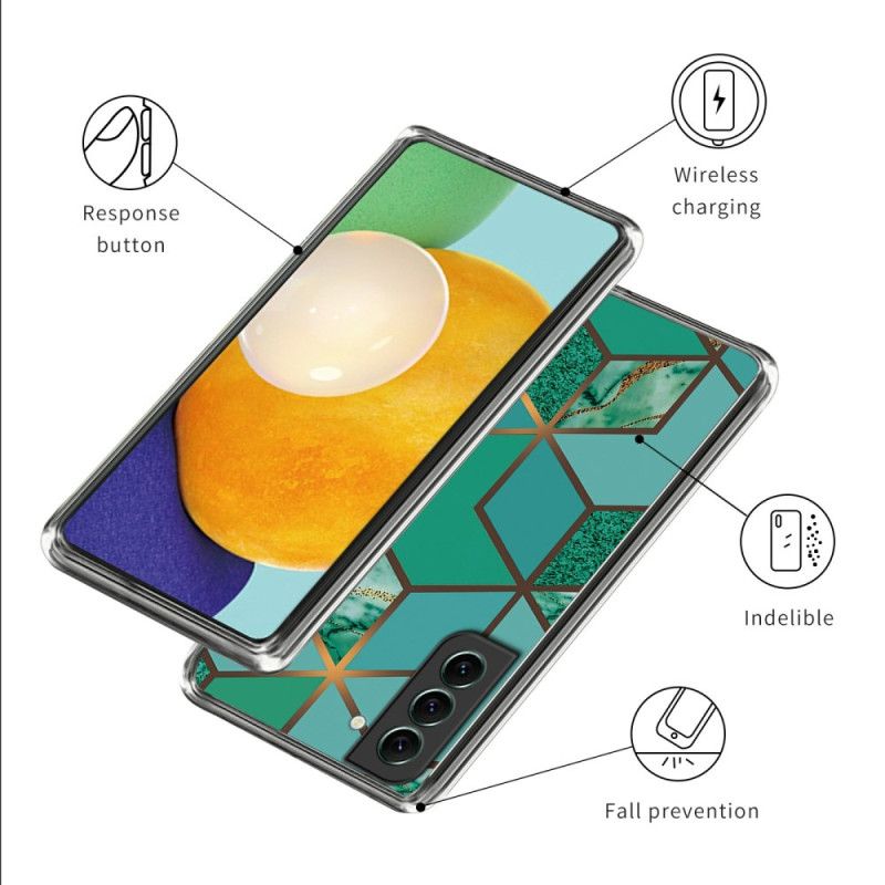 Hoesje Voor Samsung Galaxy S24 5g Abstract Marmerpatroon Groene Geometrie