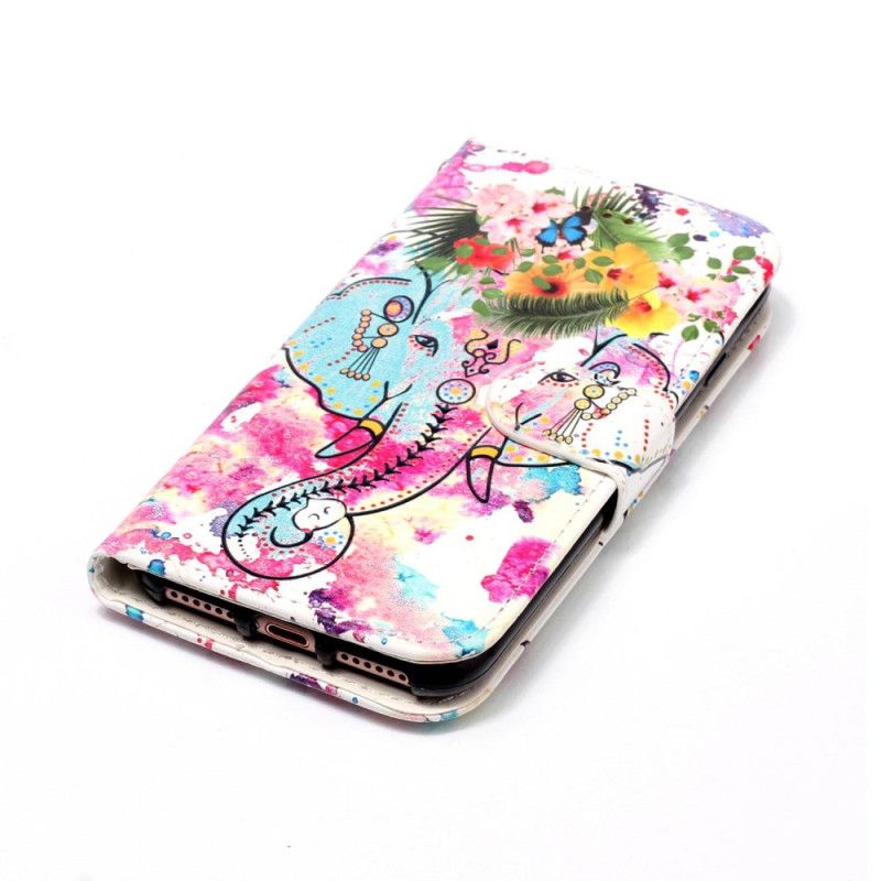 Leren Hoesje Samsung Galaxy S24 5g Bloemenolifant Met Riem Bescherming Hoesje