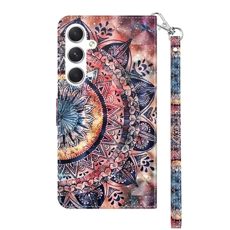 Leren Hoesje Samsung Galaxy S24 5g Kleurrijke Mandala Met Riempje Bescherming Hoesje