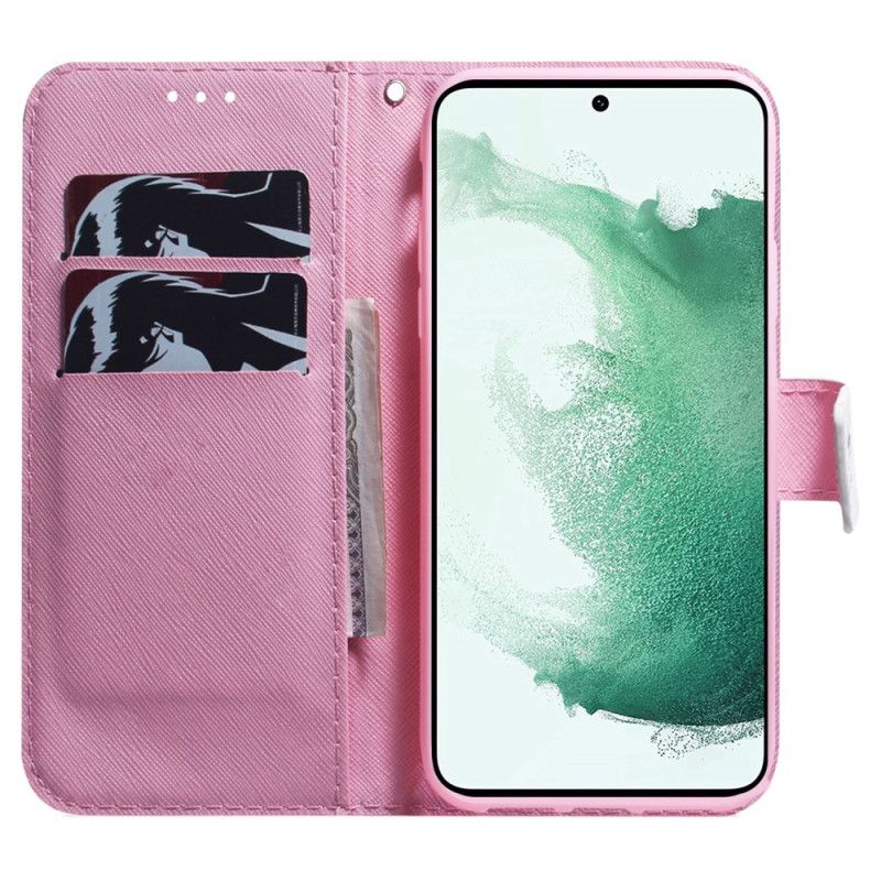 Leren Hoesje Samsung Galaxy S24 5g Roze Bloem Bescherming Hoesje