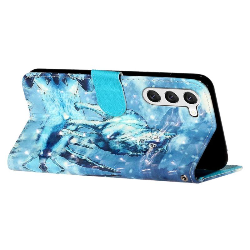 Leren Hoesje Samsung Galaxy S24 5g Sneeuwwolf Met Riem Bescherming Hoesje