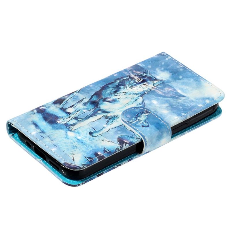 Leren Hoesje Samsung Galaxy S24 5g Sneeuwwolf Met Riem Bescherming Hoesje