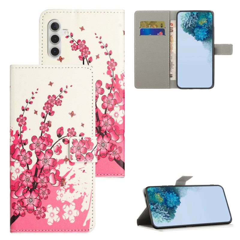 Leren Hoesje Samsung Galaxy S24 5g Tropische Bloemen