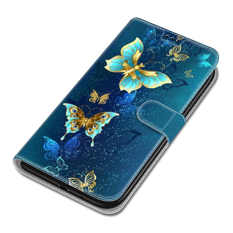 Leren Hoesje Samsung Galaxy S24 5g Twee Vlinders Met Riem Bescherming Hoesje