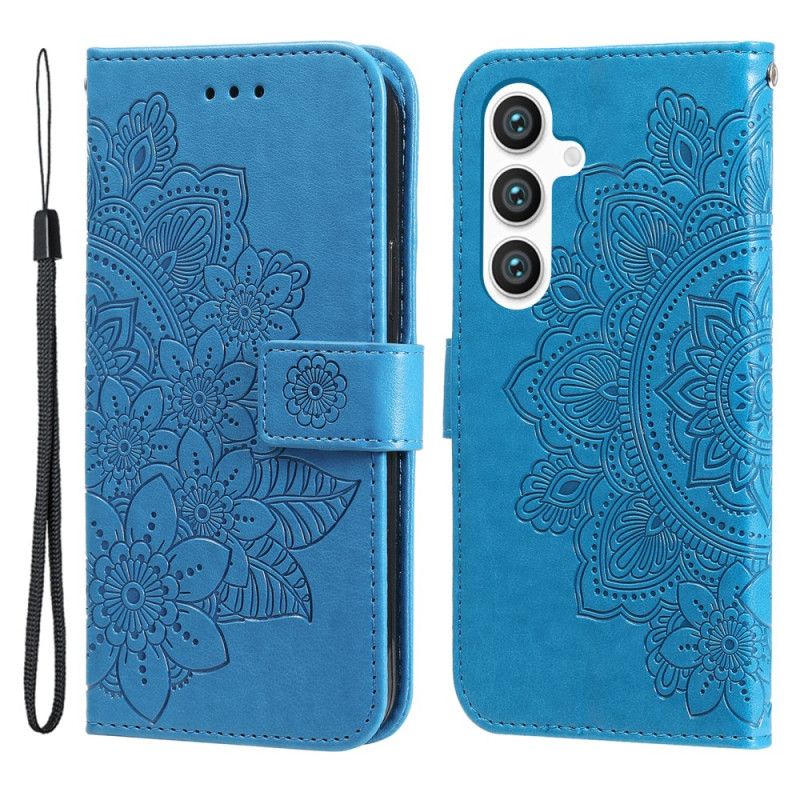 Leren Hoesje Voor Samsung Galaxy S24 5g Bloemenmandala Met Koord