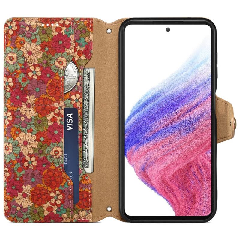 Leren Hoesje Voor Samsung Galaxy S24 5g Bloemenprint