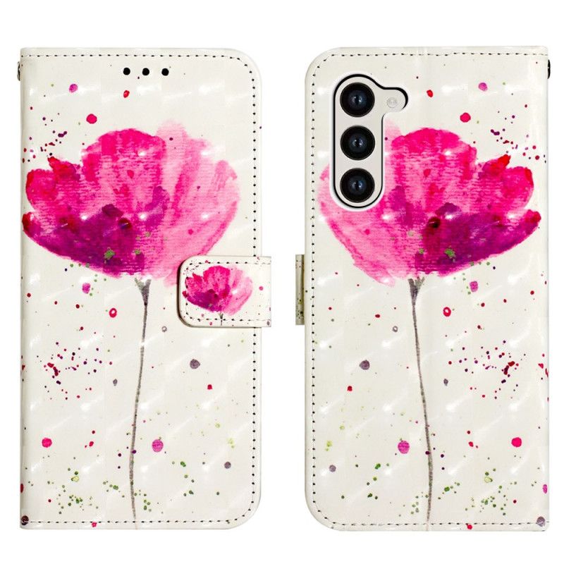 Leren Hoesje Voor Samsung Galaxy S24 5g Klaproos Met Riempje