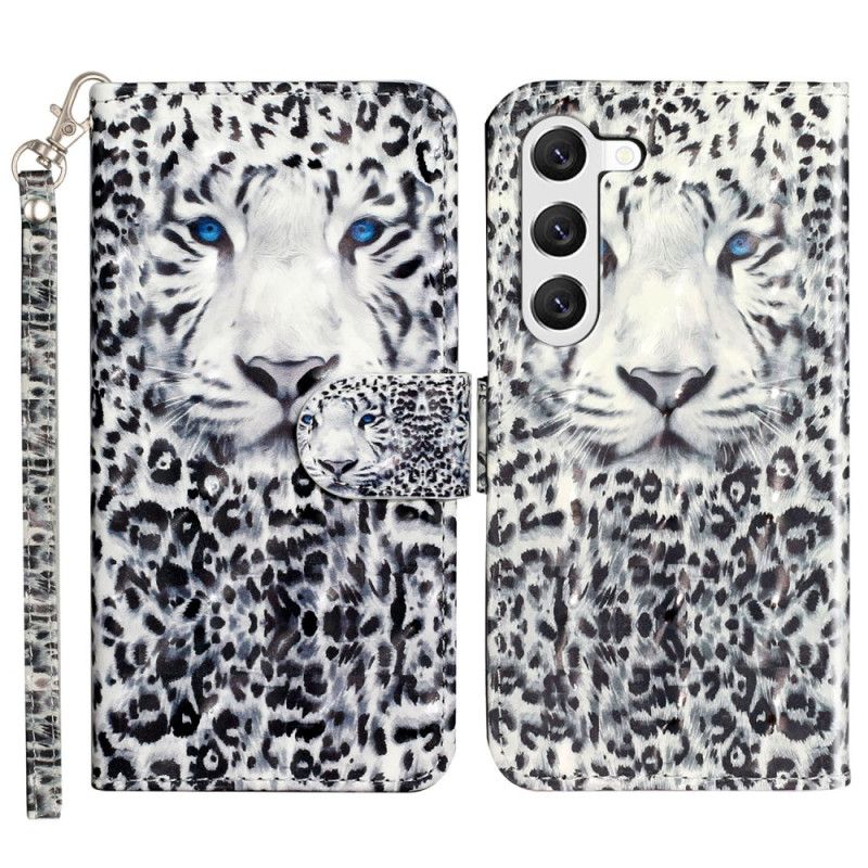 Leren Hoesje Voor Samsung Galaxy S24 5g Luipaard Met Koord