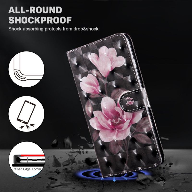 Leren Hoesje Voor Samsung Galaxy S24 5g Roze Bloemenband