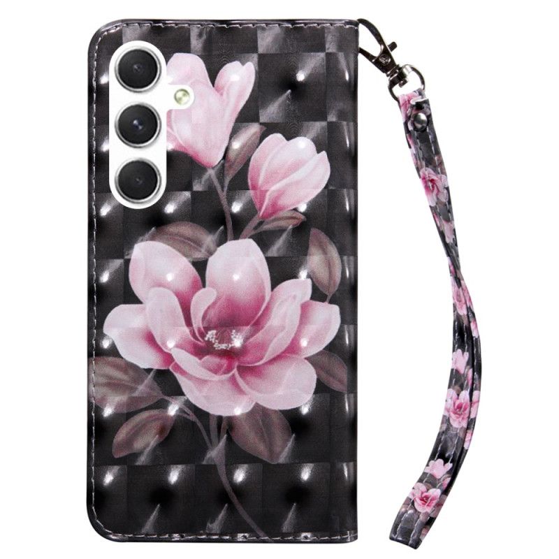 Leren Hoesje Voor Samsung Galaxy S24 5g Roze Bloemenband