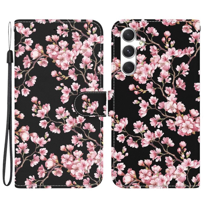 Leren Hoesje Voor Samsung Galaxy S24 5g Vastgebonden Pruimenbloesems