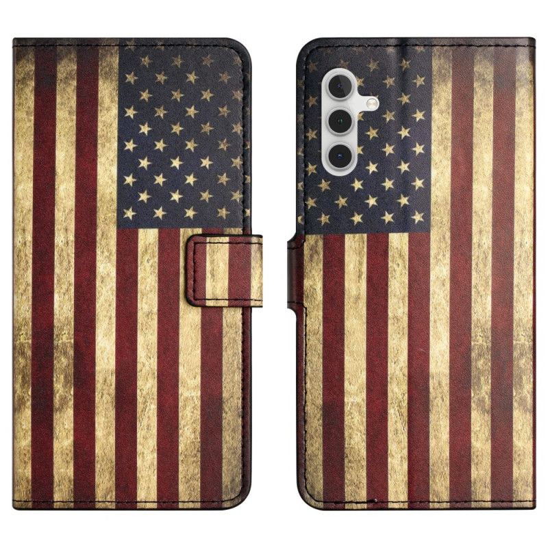 Leren Hoesje Voor Samsung Galaxy S24 5g Vintage Amerikaanse Vlag