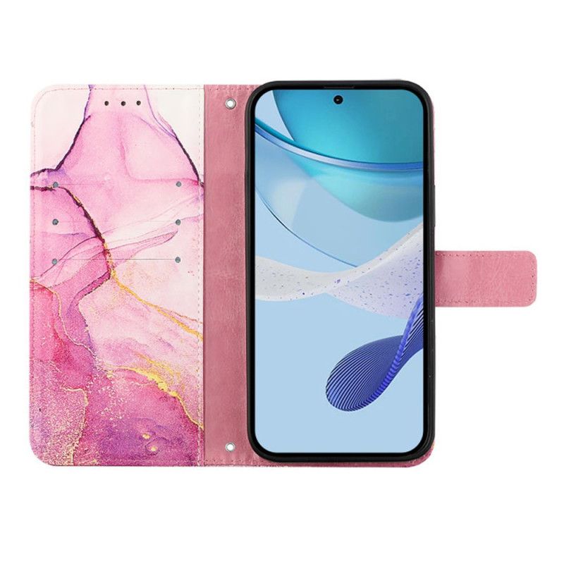 Folio-hoesje Samsung Galaxy Z Fold 6 Telefoonhoesje Marmeren Schouderband