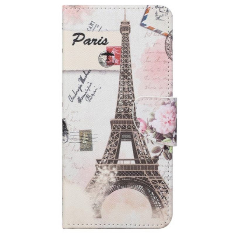 Leren Hoesje voor Samsung Galaxy S23 5G Vintage Eiffeltoren