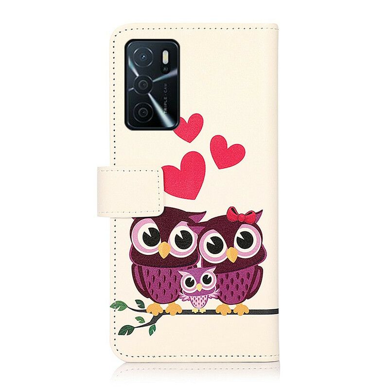 Leren Hoesje Oppo A16 / A16s Uil Familie