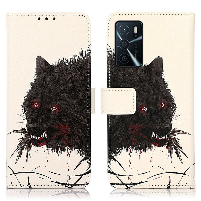 Leren Hoesje Voor Oppo A16 / A16s Hongerige Wolf