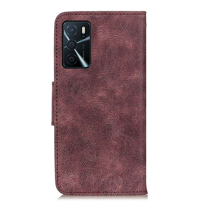 Leren Hoesje Voor Oppo A16 / A16s Vintage Splitleer