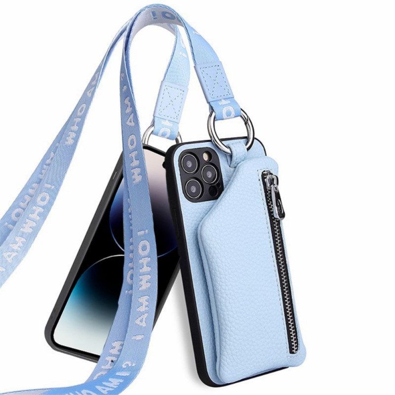 Hoesje voor iPhone 14 Pro Max Portemonnee En Lanyard