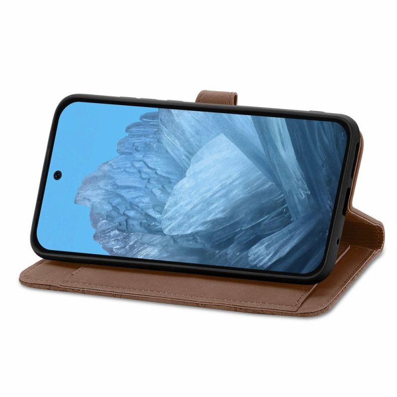 Flip Case Leren Google Pixel 9 Pro Kanten Clutch Met Riempje