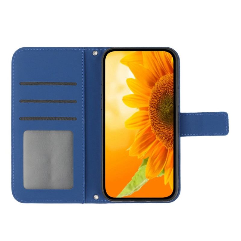 Folio-hoesje Google Pixel 9 Pro Telefoonhoesje Zonnebloem Schouderband