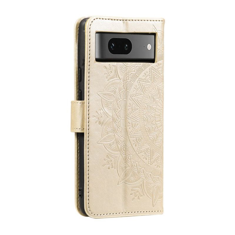 Leren Hoesje Google Pixel 9 Pro Mandala Zon Met Riem Bescherming Hoesje