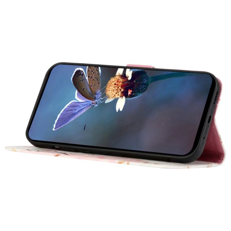 Leren Hoesje Google Pixel 9 Pro Marmeren Schouderband Bescherming Hoesje