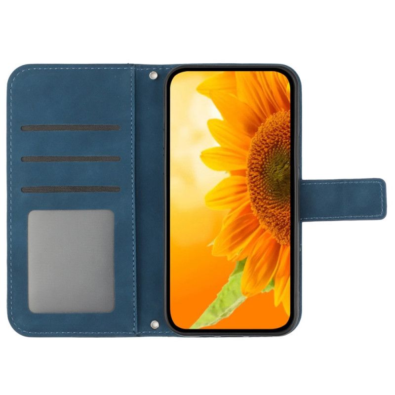 Leren Hoesje Google Pixel 9 Pro Zonnebloem Met Riempje