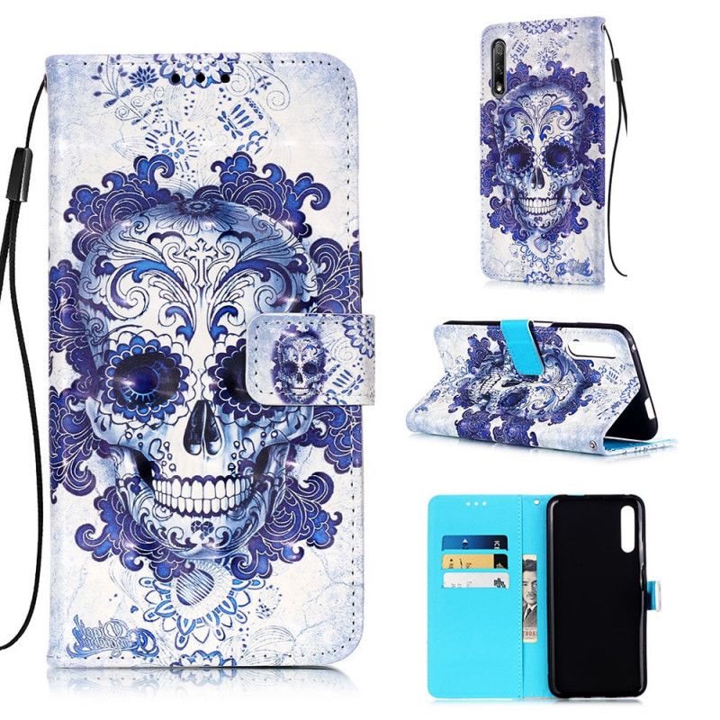 Bescherming Hoesje Honor 9X Pro Telefoonhoesje 3D Blauwe Schedel