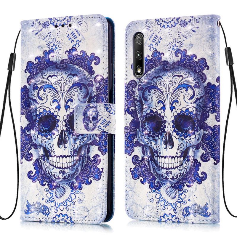 Bescherming Hoesje Honor 9X Pro Telefoonhoesje 3D Blauwe Schedel