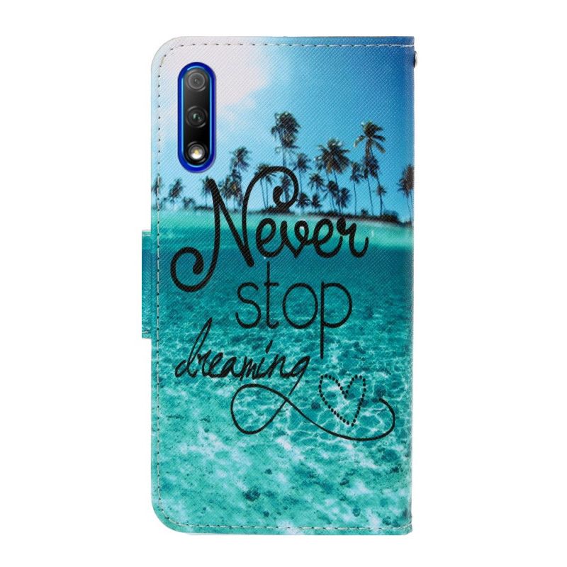 Cover Folio-hoesje Honor 9X Pro Telefoonhoesje Stop Nooit Met Dromen Marine Met String