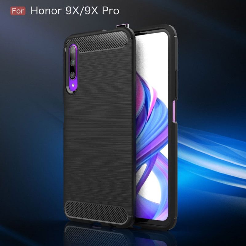 Hoesje Honor 9X Pro Rood Zwart Geborsteld Koolstofvezel