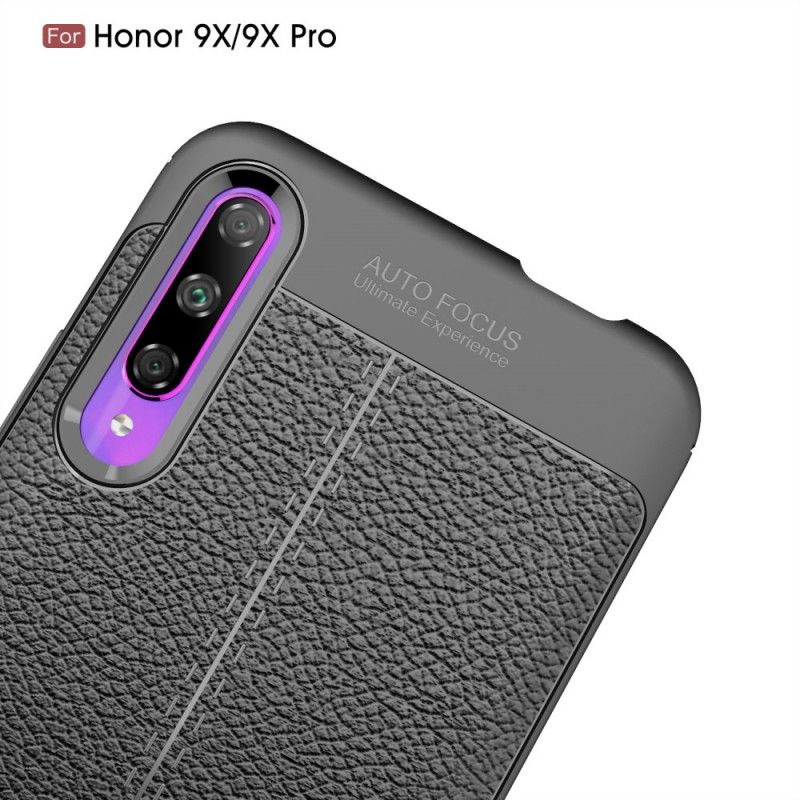 Hoesje voor Honor 9X Pro Rood Zwart Dubbellijns Lychee Leereffect